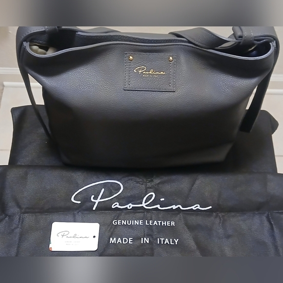 Paolina -NWT  Gray Colored Natural Leather Tote Bag W/ 1 Large Zippered Pocket & - Picture 1 of 14